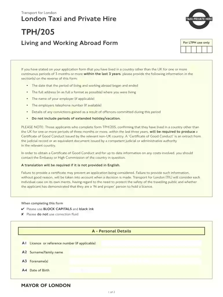 tph 205 form Preview on Page 1