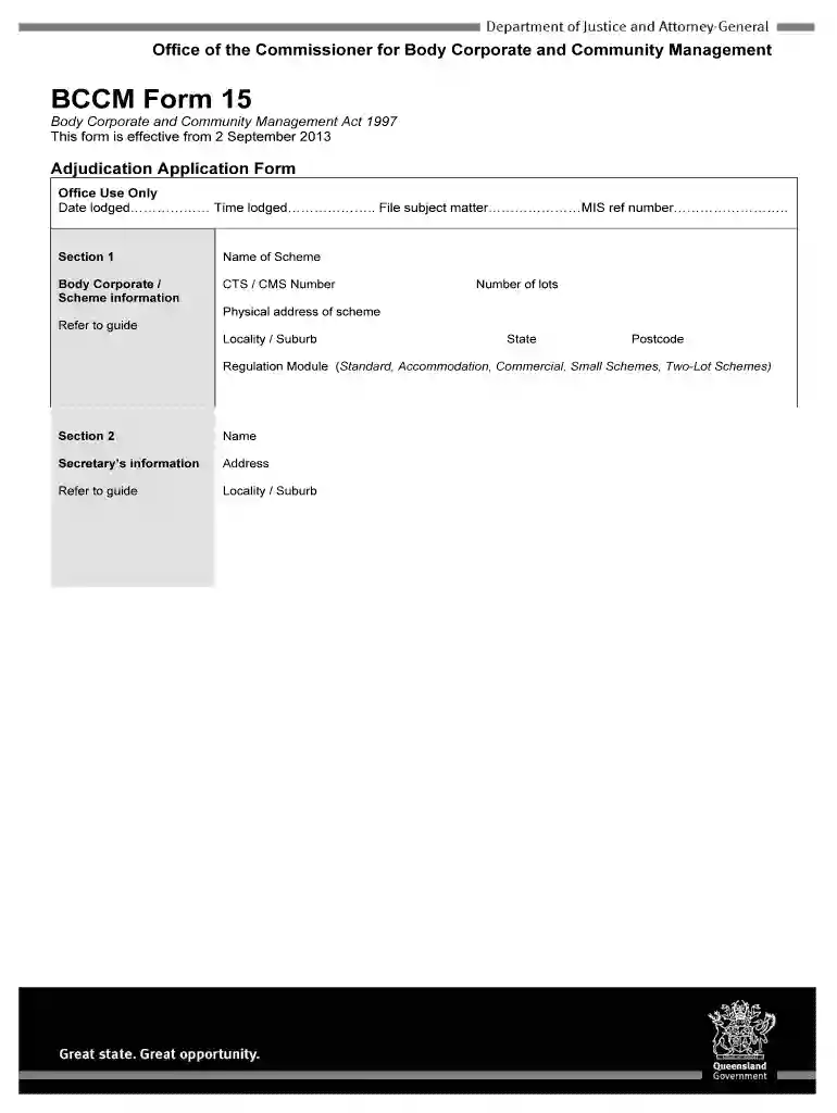 bccm form 15 Preview on Page 1