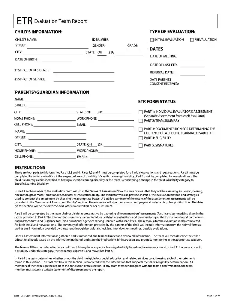 etr form Preview on Page 1