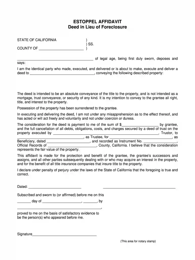 estoppel affidavit Preview on Page 1