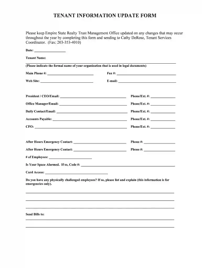 tenant information update form Preview on Page 1