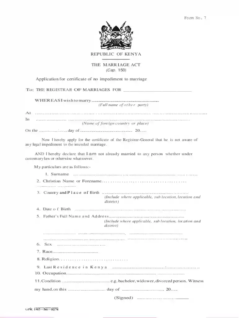 marriage certificate kenya pdf Preview on Page 1
