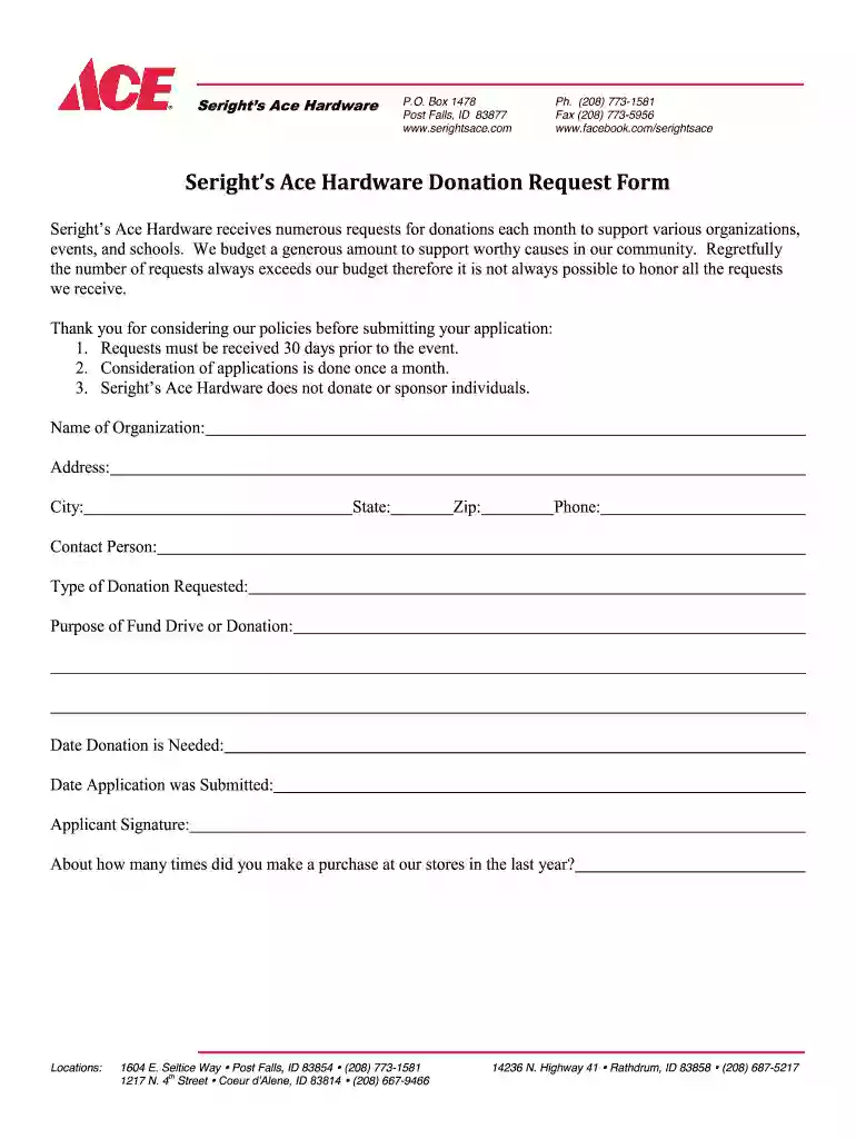 ace hardware donation request Preview on Page 1
