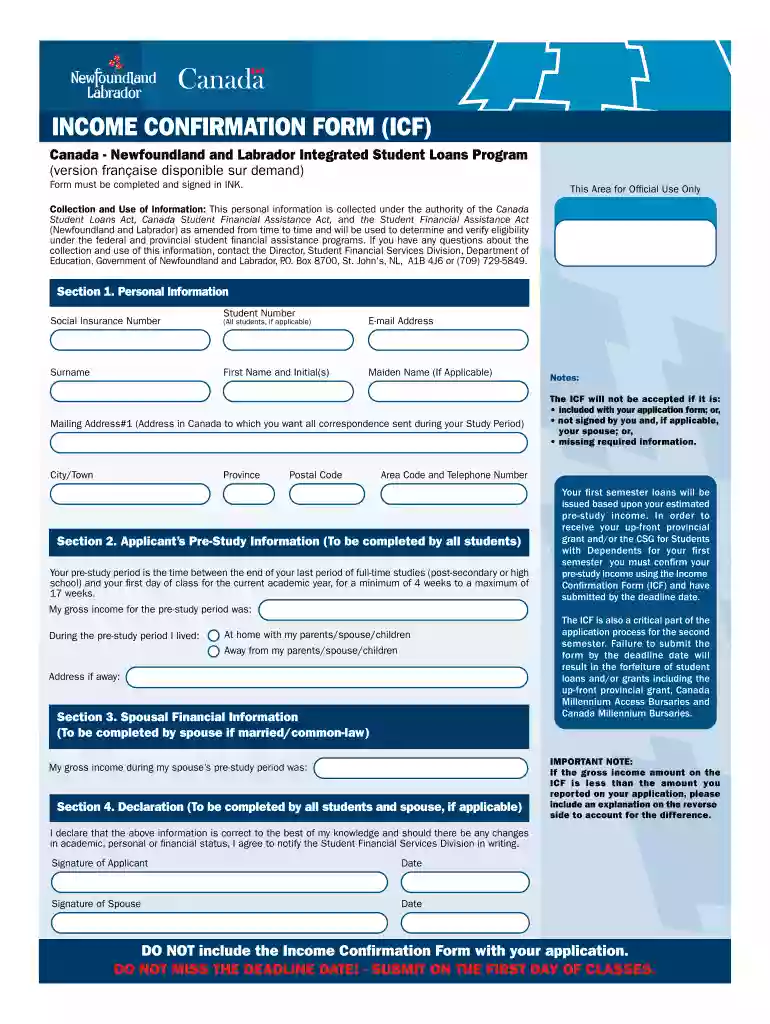 income confirmation form Preview on Page 1