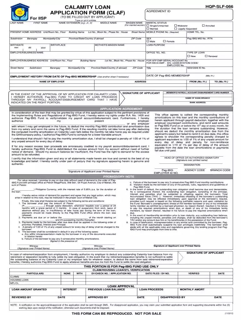 pag ibig calamity loan form Preview on Page 1