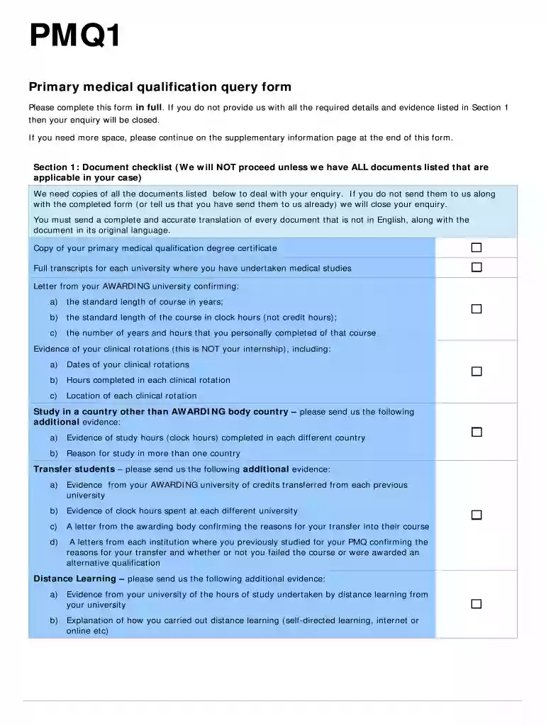 pmq1 form Preview on Page 1