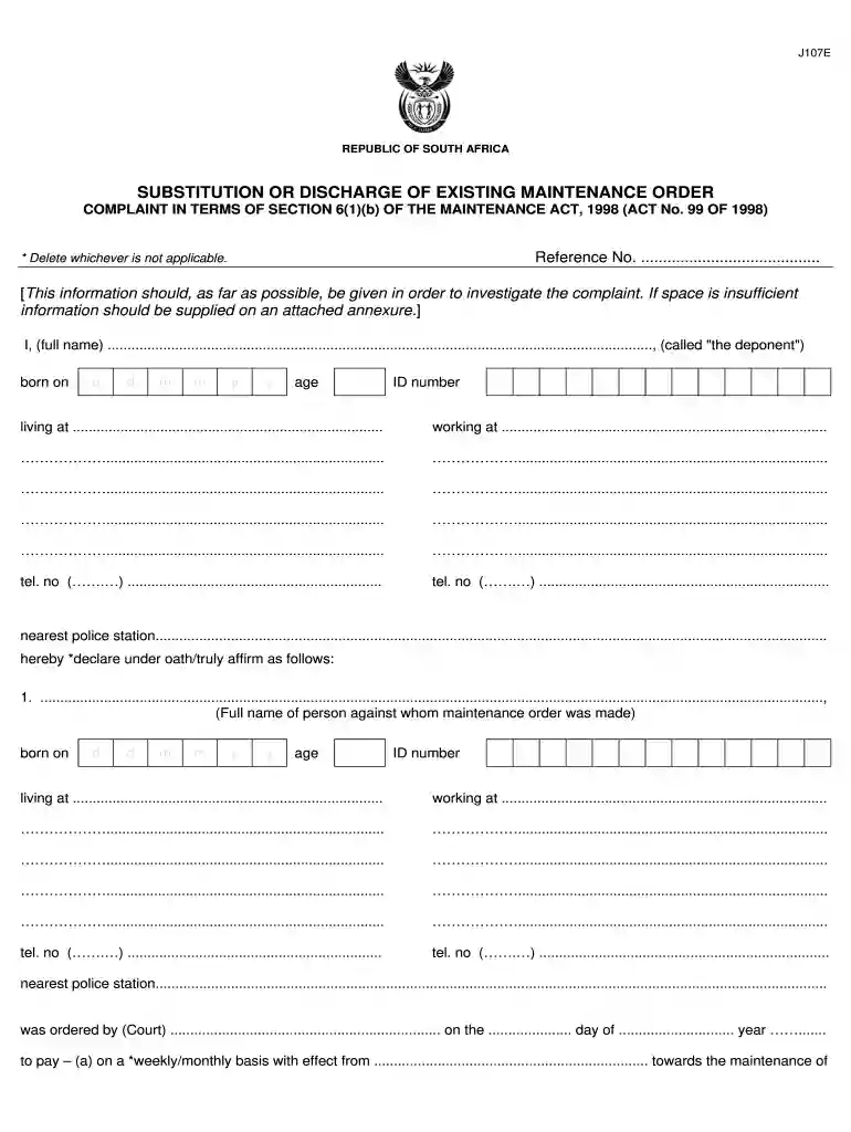 maintenance form Preview on Page 1