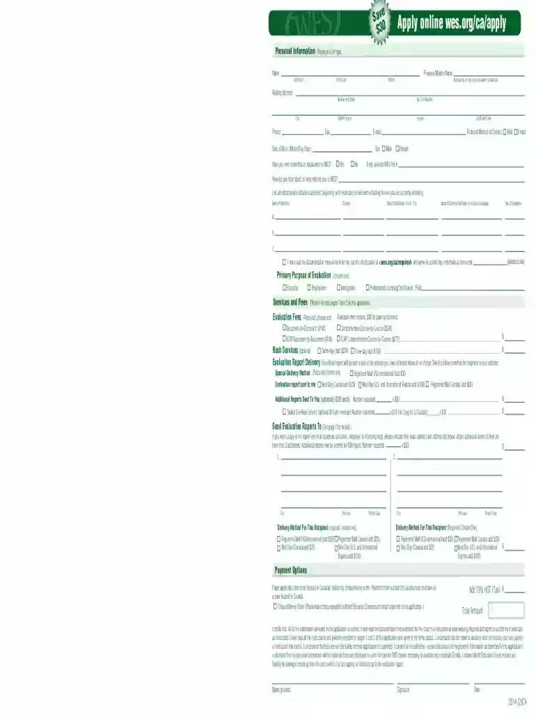 wes form sample Preview on Page 1