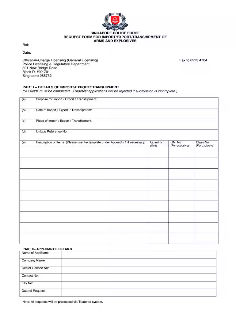 singapore police report form Preview on Page 1