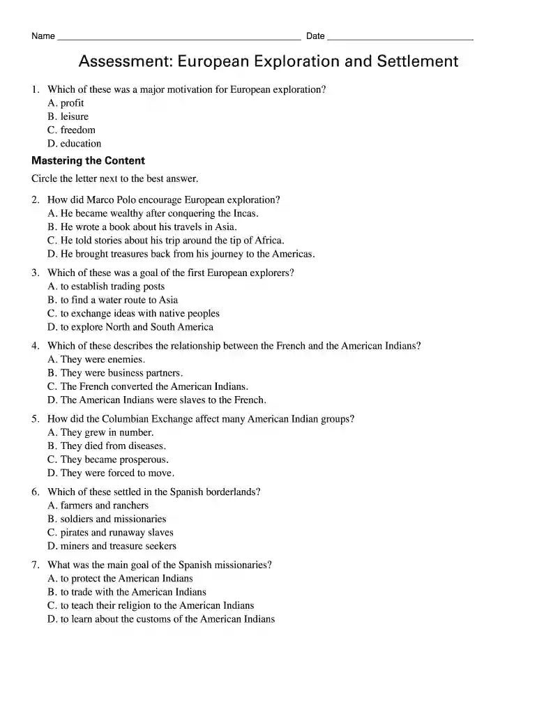 which of these was a goal of the first european explorers Preview on Page 1