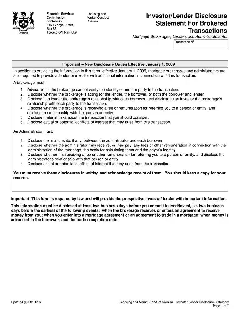 investor disclosure statement Preview on Page 1