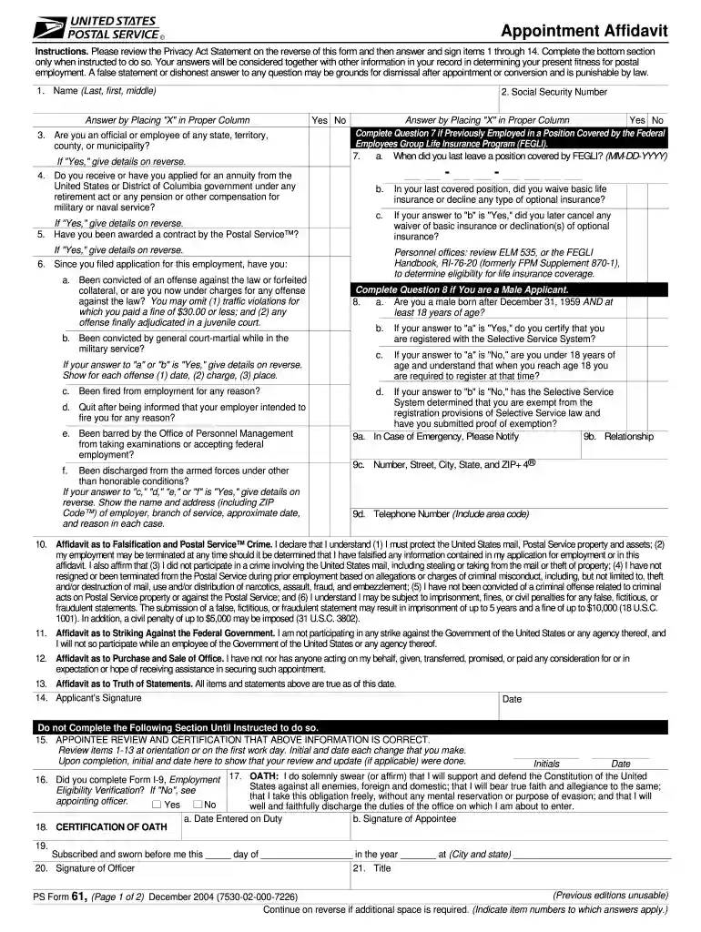 appointment affidavit Preview on Page 1