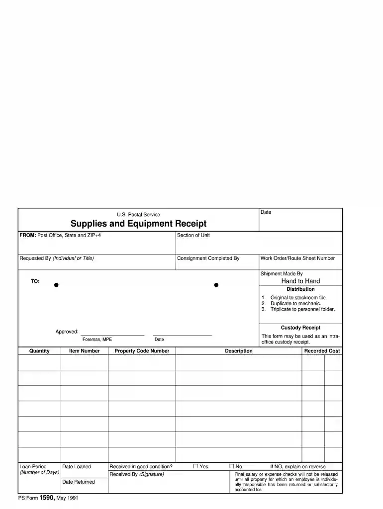 ps form 1590 Preview on Page 1