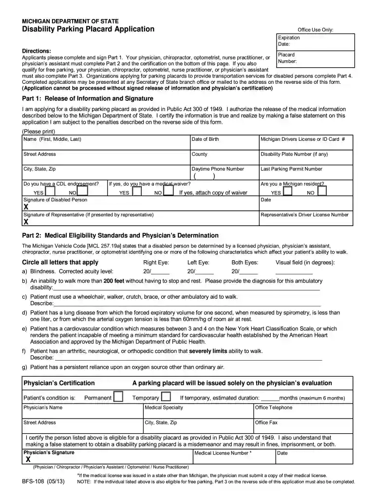 handicap placard michigan Preview on Page 1