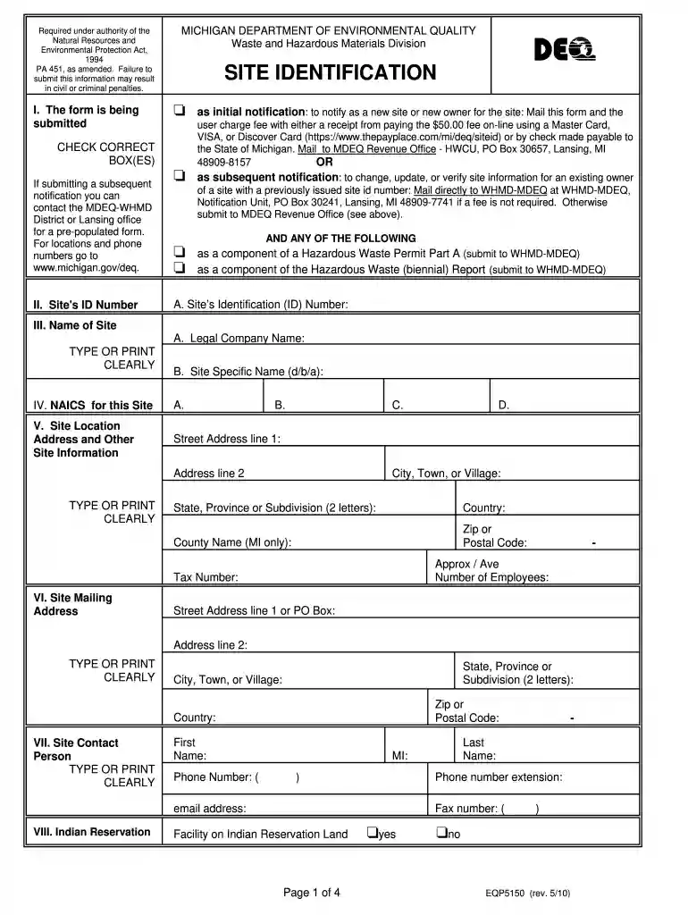 michigan eqp5150 form Preview on Page 1
