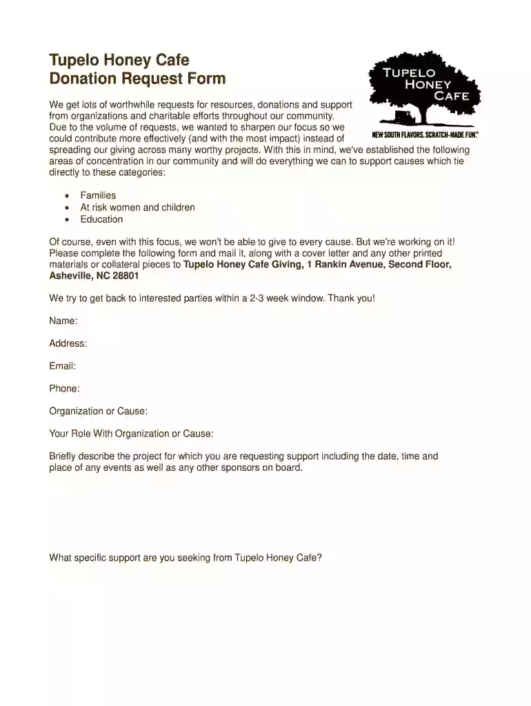 tupelo honey donation request Preview on Page 1