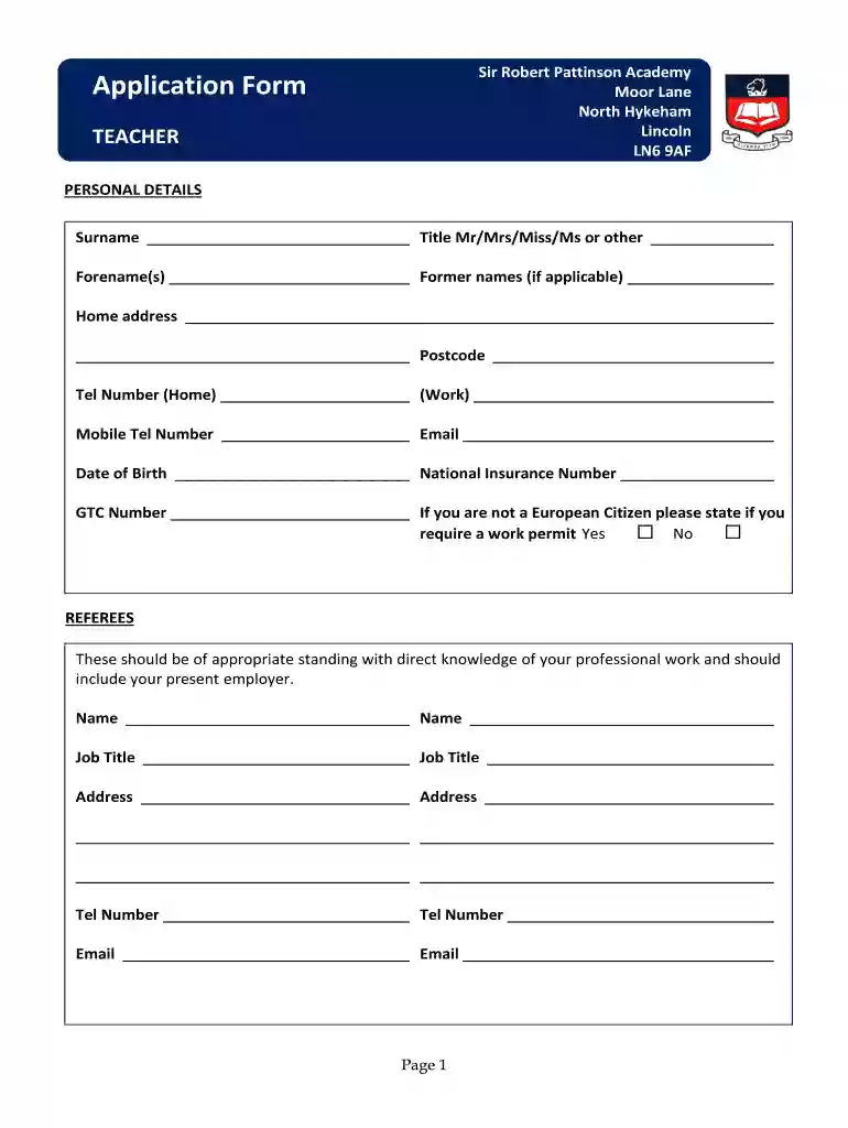 teacher information form Preview on Page 1