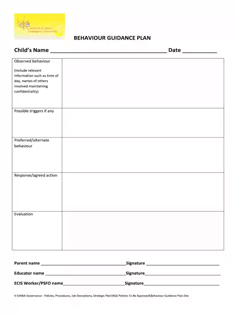 behavour support plan Preview on Page 1