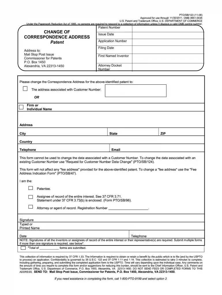 uspto address change Preview on Page 1