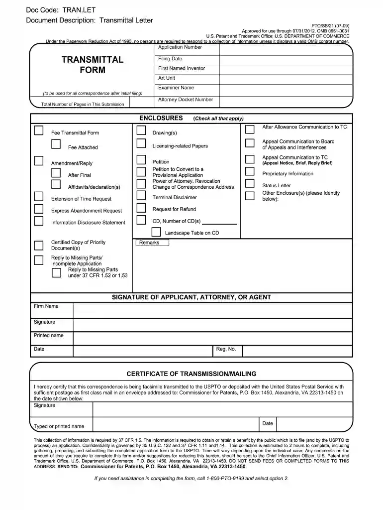uspto forms Preview on Page 1