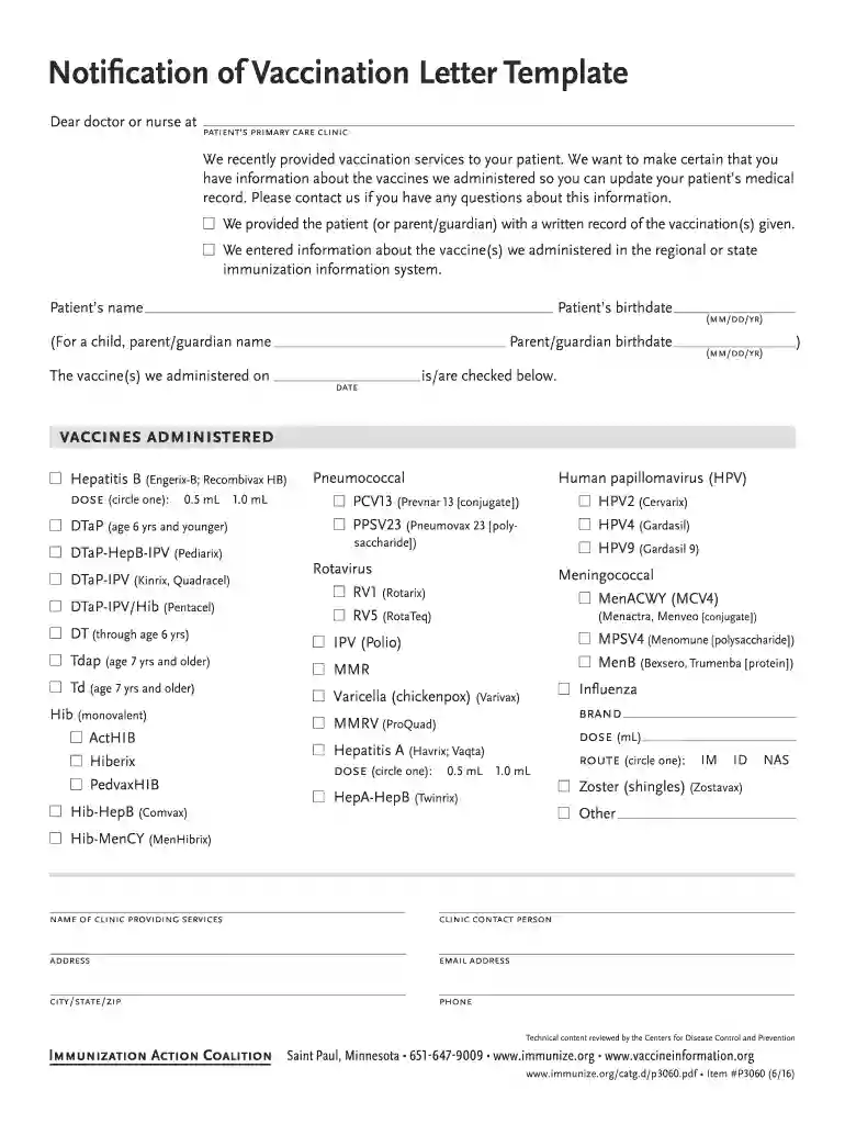 flu vaccine letter template Preview on Page 1