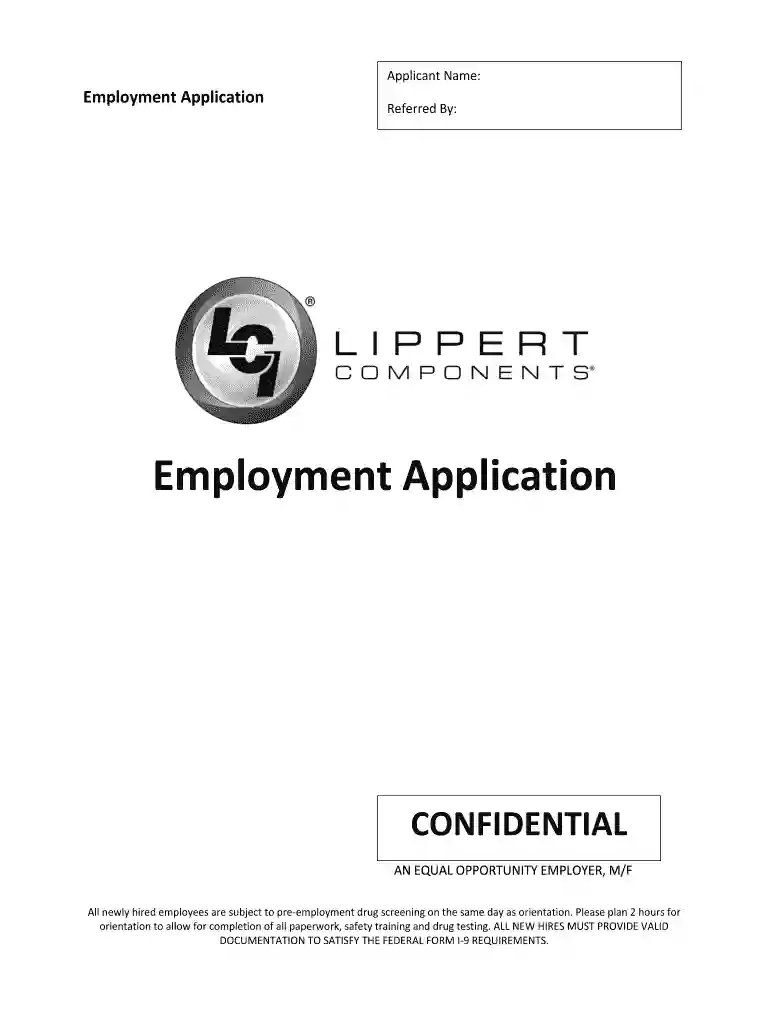 employment application work form Preview on Page 1