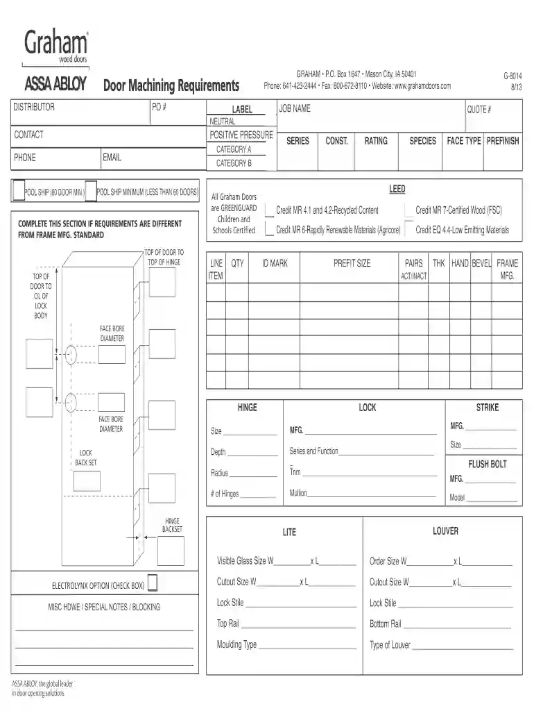 Wood Door Order Form - Graham Wood Doors Preview on Page 1