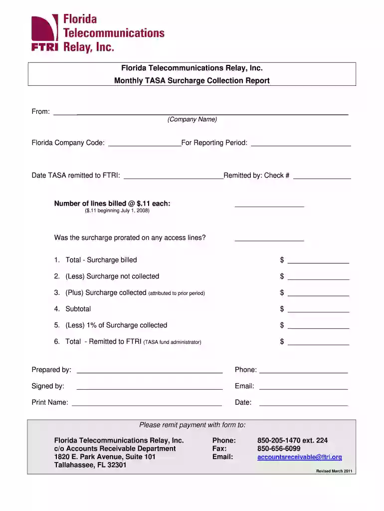 Surcharge Remittance Report - FTRI - ftri Preview on Page 1