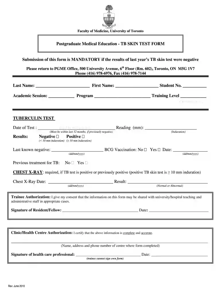 tb skin test form template Preview on Page 1