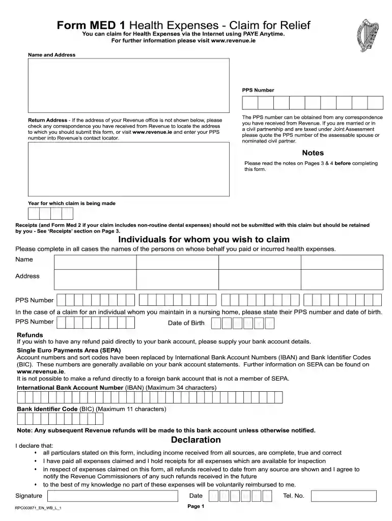 med 1 claim form Preview on Page 1