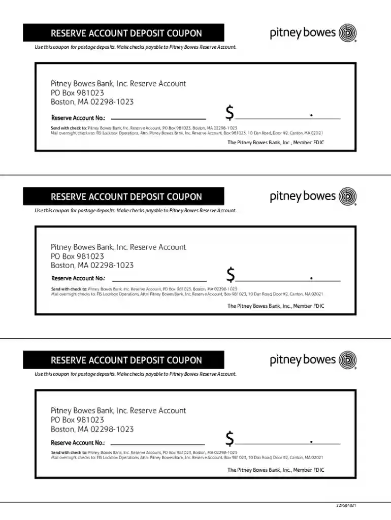 Reserve Account Deposit Coupon Preview on Page 1