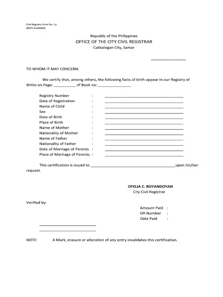 lcr birth certificate Preview on Page 1