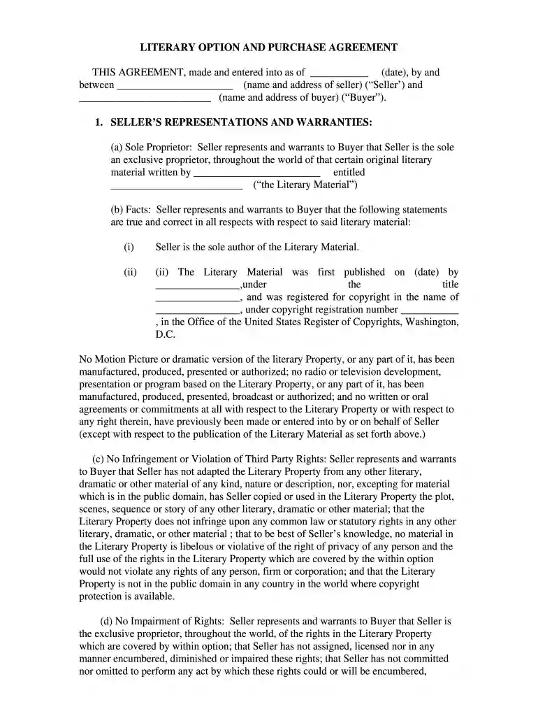 screenplay option agreement template Preview on Page 1