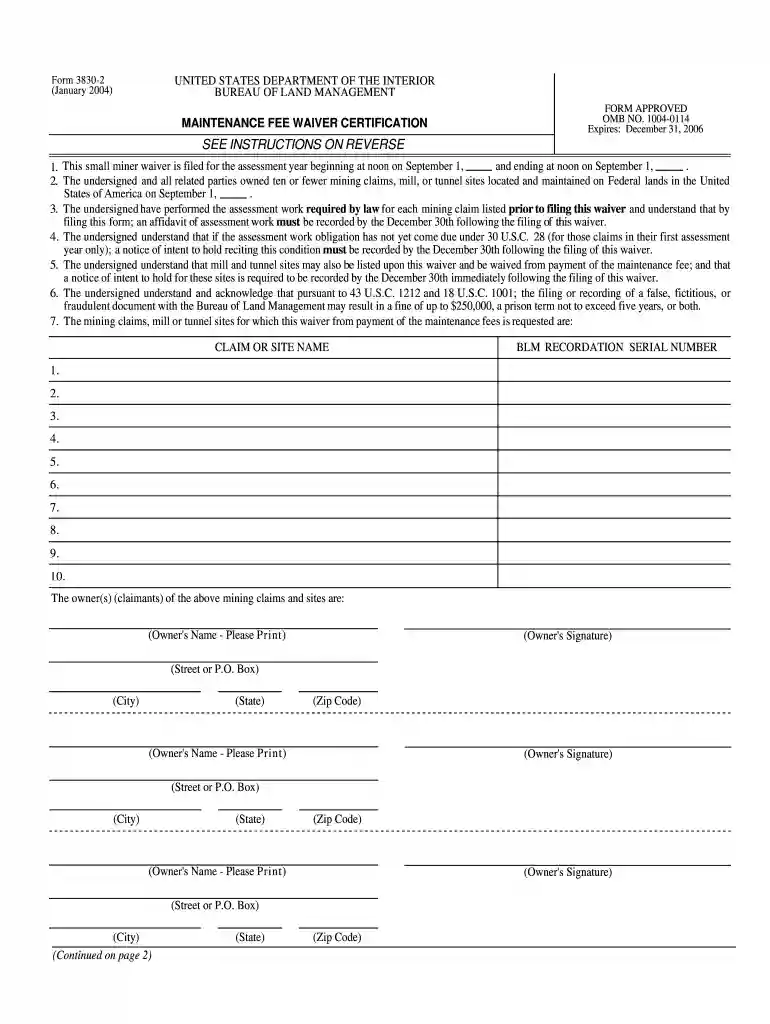 blm form 1004 0114 Preview on Page 1
