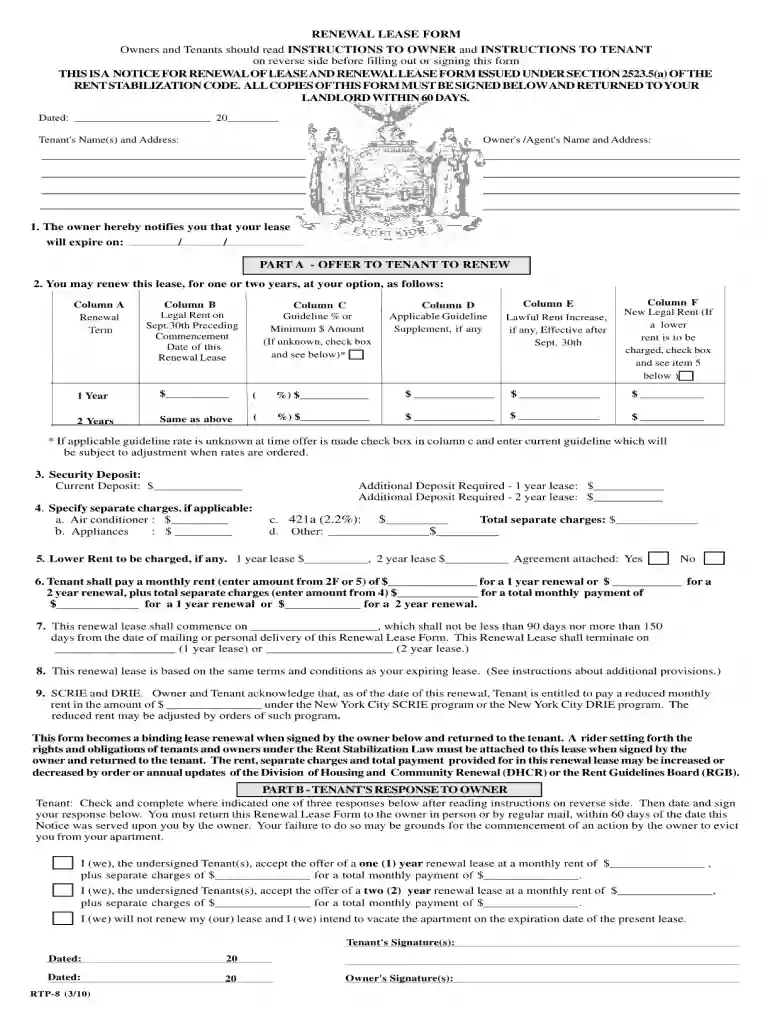 nyc lease renewal form pdf Preview on Page 1