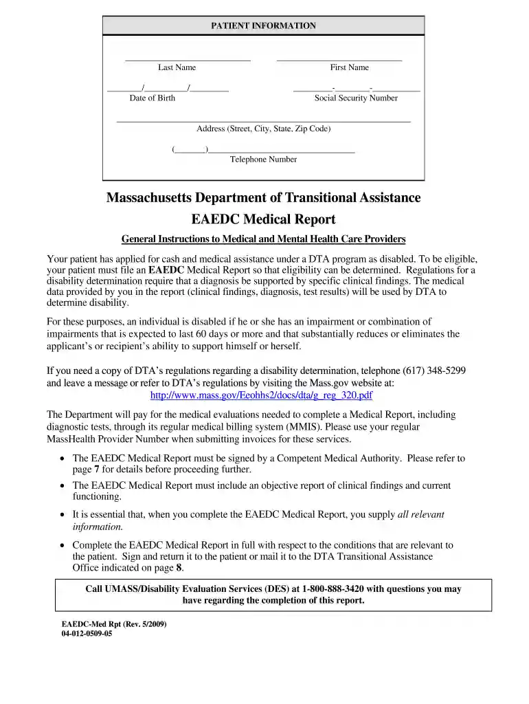 eaedc medical provider statement Preview on Page 1