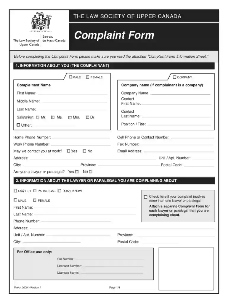 law society complaint form pdf Preview on Page 1
