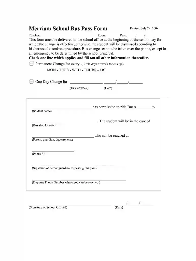 printable bus pass template Preview on Page 1