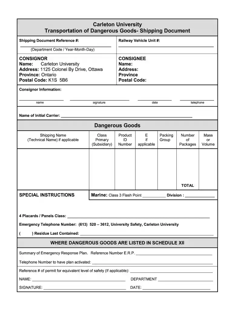 shipping document sample Preview on Page 1