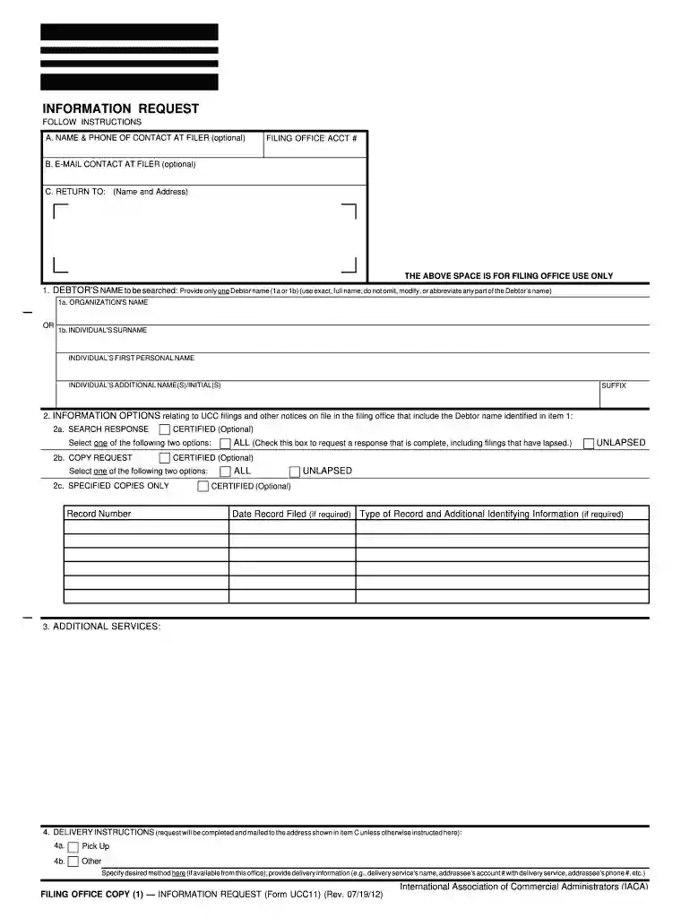 georgia ucc statement request form Preview on Page 1