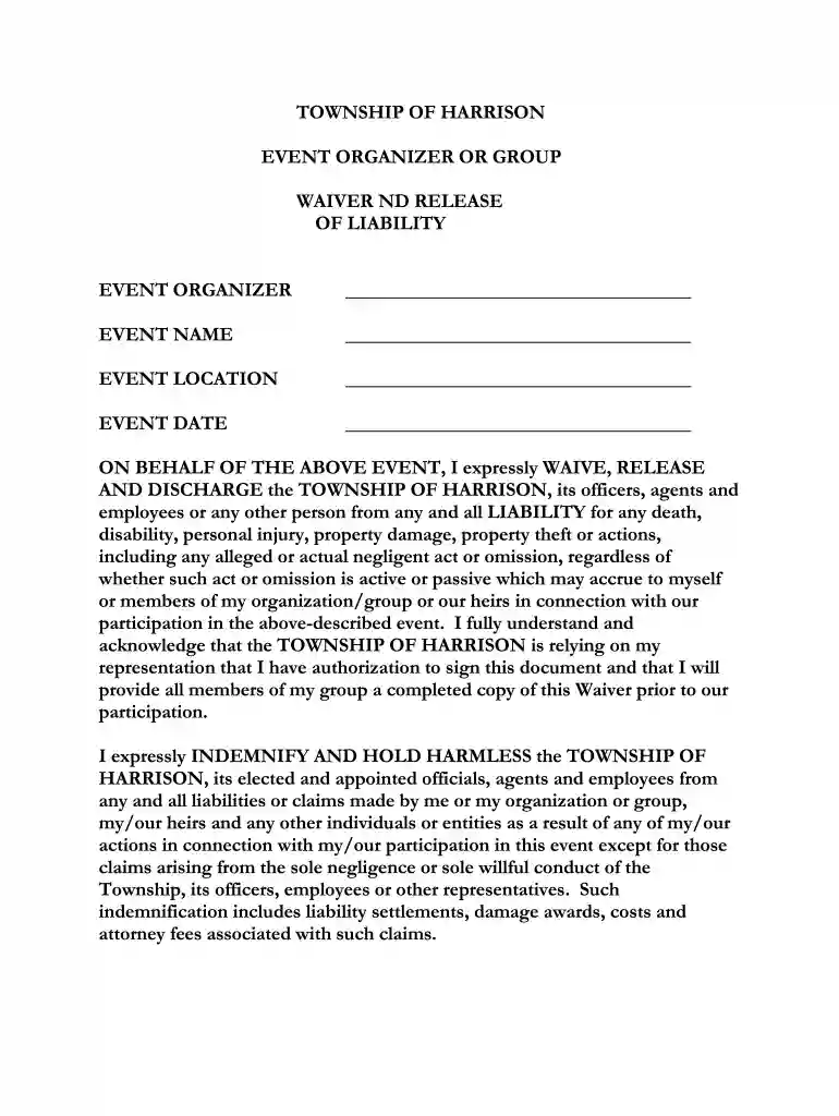 alcohol waiver form template Preview on Page 1