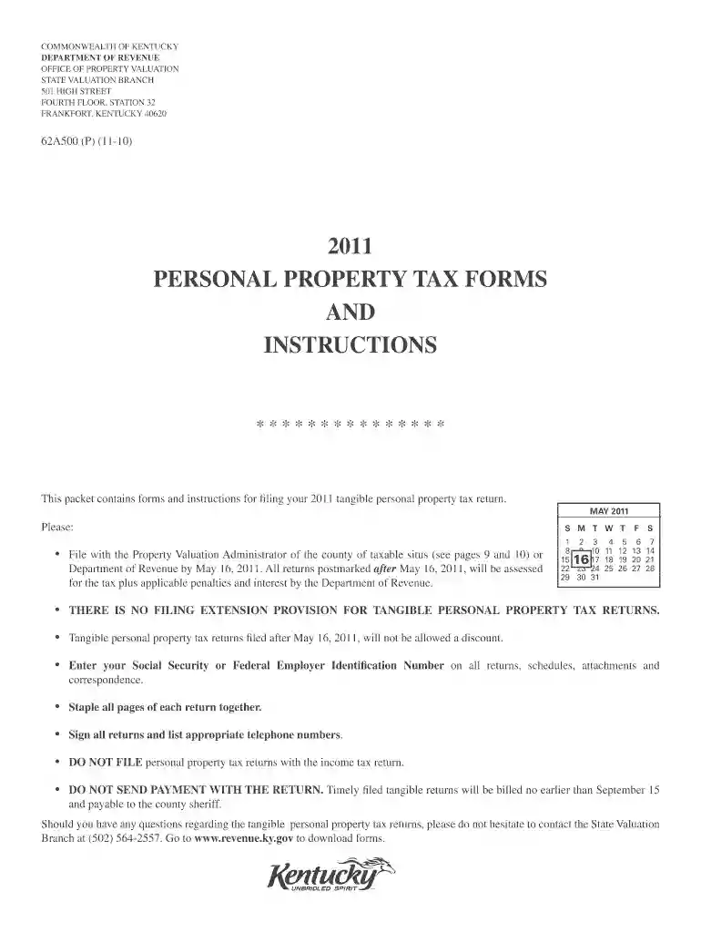2011 Personal Property Tax Forms and Instructions - Kentucky ... Preview on Page 1