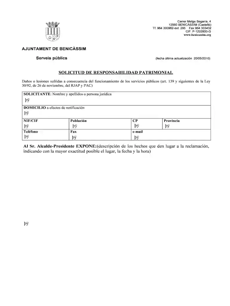 SOLICITUD DE RESPONSABILIDAD PATRIMONIAL Vista previa en la página 1