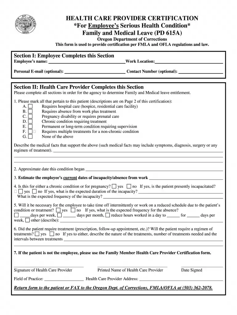 BHEALTHb CARE PROVIDER CERTIFICATION For Employee39s bb - oregon Preview on Page 1