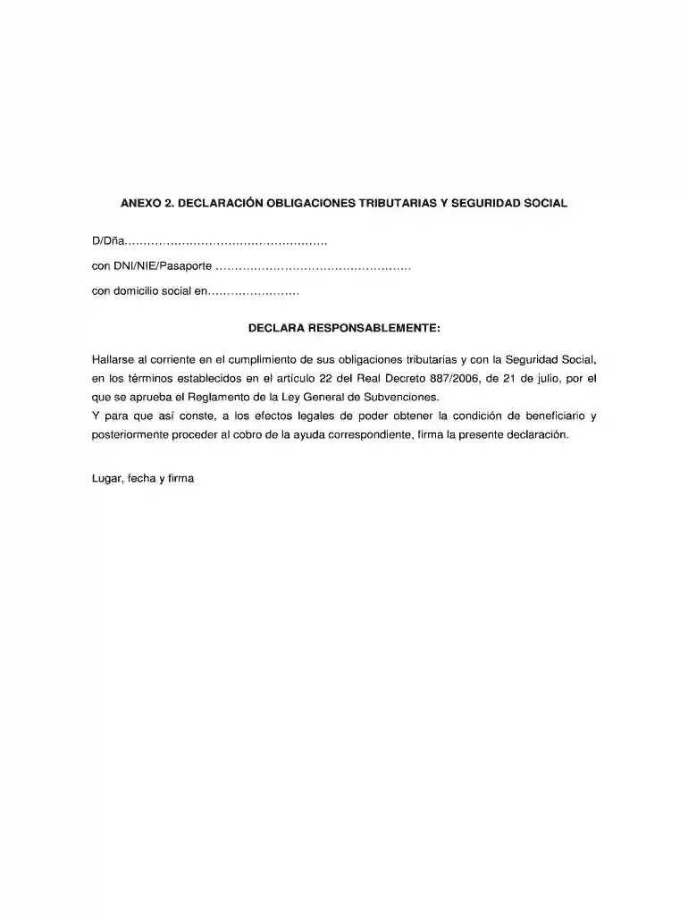 DECLARACIN OBLIGACIONES TRIBUTARIAS Y SEGURIDAD SOCIAL D Da Vista previa en la página 1