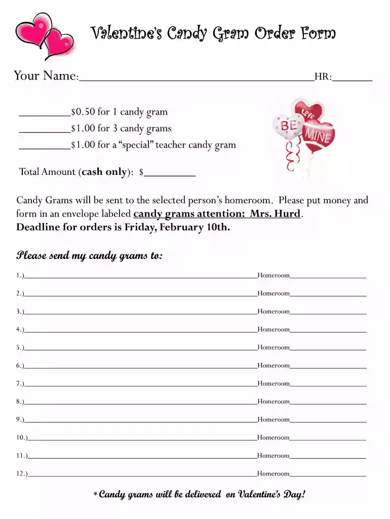 candy gram template Preview on Page 1