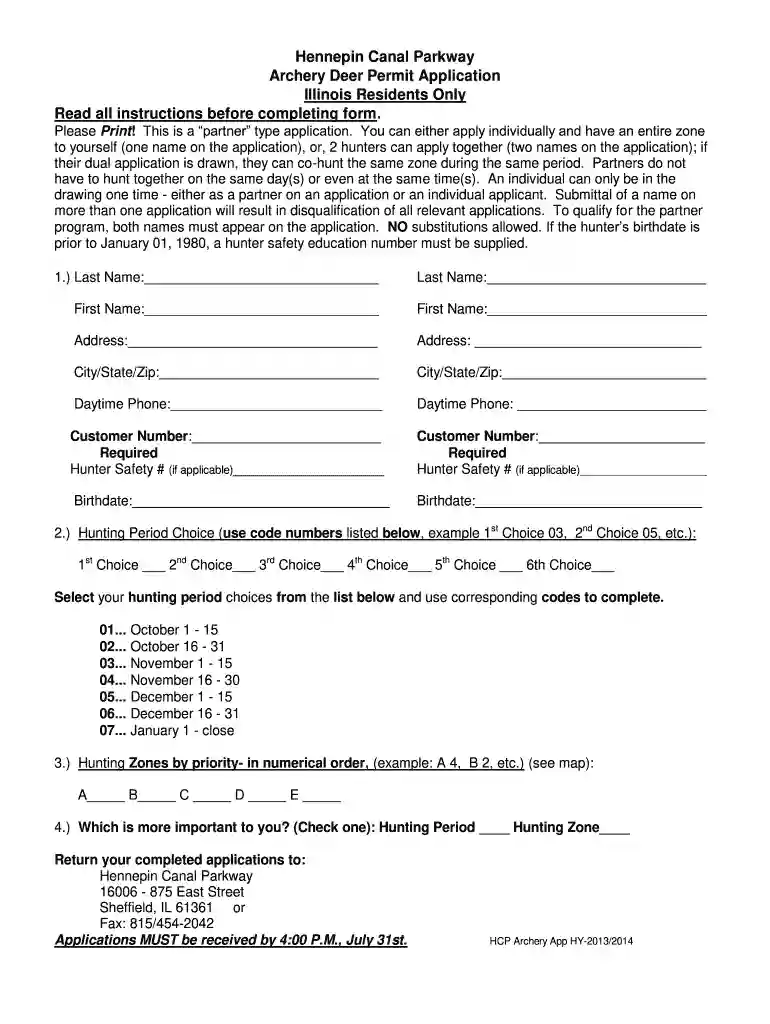illinois deer permit application Preview on Page 1