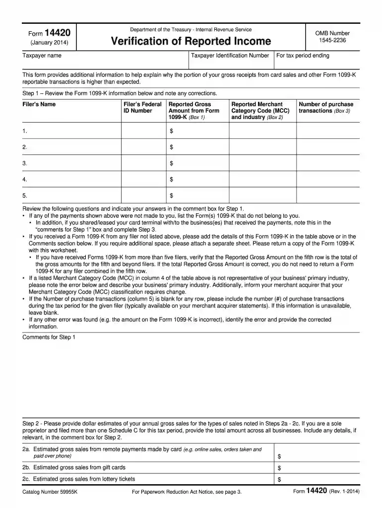 irs form14420 Preview on Page 1