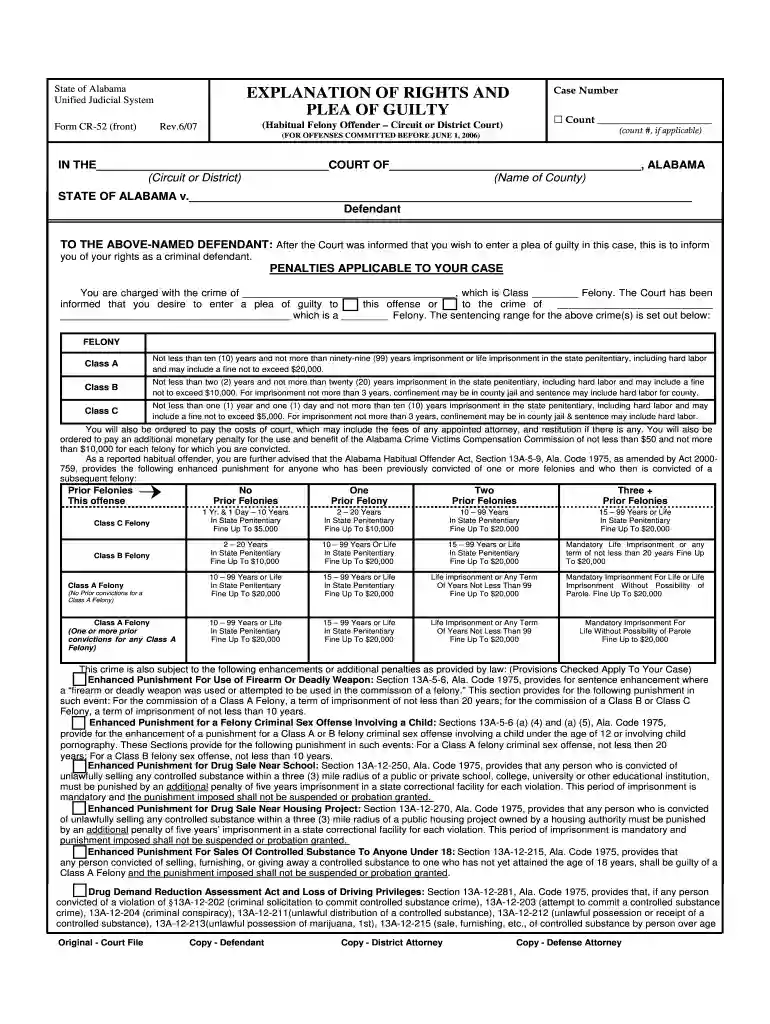 alabama form plea guilty Preview on Page 1