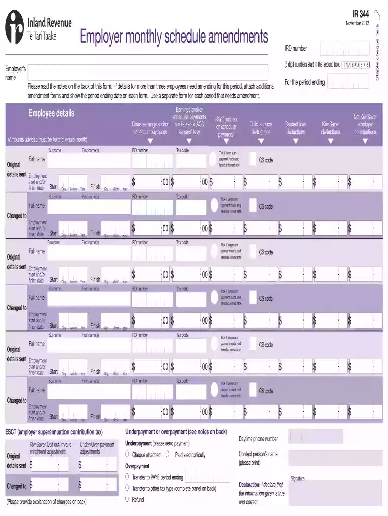 IR 344 Employer monthly schedule amendments - rgmaccountants co Preview on Page 1